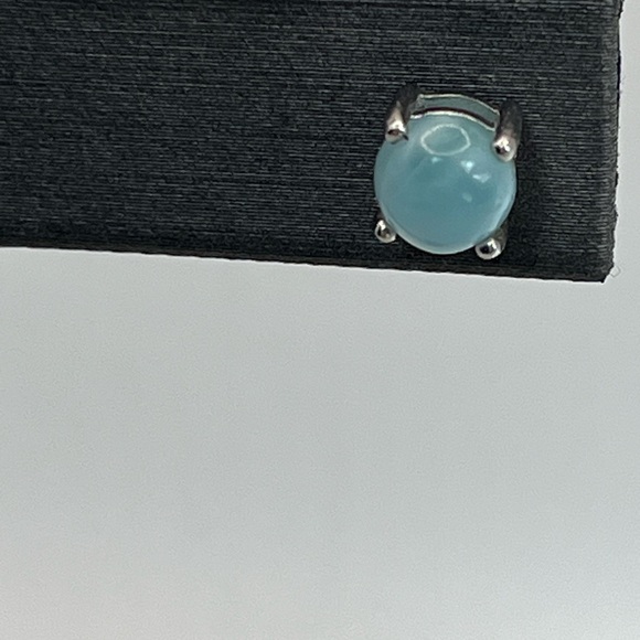 Sterling Silver Larimar Blue Stud Earrings and Backs. - Picture 4 of 4